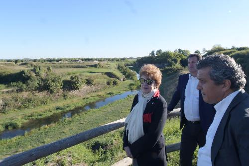 L'assessore alla Cultura Tiziana Gibelli nella seconda tappa - Palmanova - del tour nei siti Unesco del Friuli Venezia Giulia con il sindaco Francesco Martines e il consigliere regionale Franco Iacop.